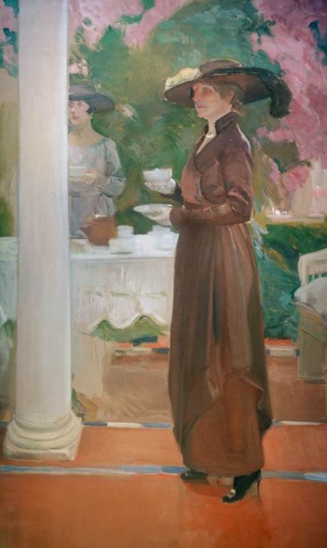 Tee trinken im Garten des Hauses, 1918 | Joaquín Sorolla | Giclée Leinwand-Kunstdruck