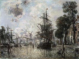 Harbor Scene in Holland, 1868 von Jongkind | Leinwand Kunstdruck