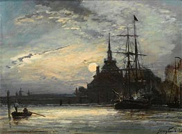 Sunset at the Hoofdpoort, Rotterdam, 1861 von Jongkind | Leinwand Kunstdruck