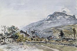 A Chalet in a Mountainous Landscape, 1882 von Jongkind | Papier-Kunstdruck