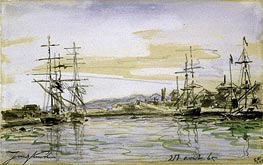 Harbor Scene, 1865 von Jongkind | Papier-Kunstdruck