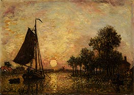 Jongkind | Sunset in Holland, 1868 | Giclée Canvas Print
