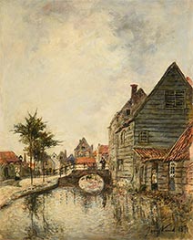 Binnenkanal in der Stadt Dordrecht, 1871 von Jongkind | Leinwand Kunstdruck