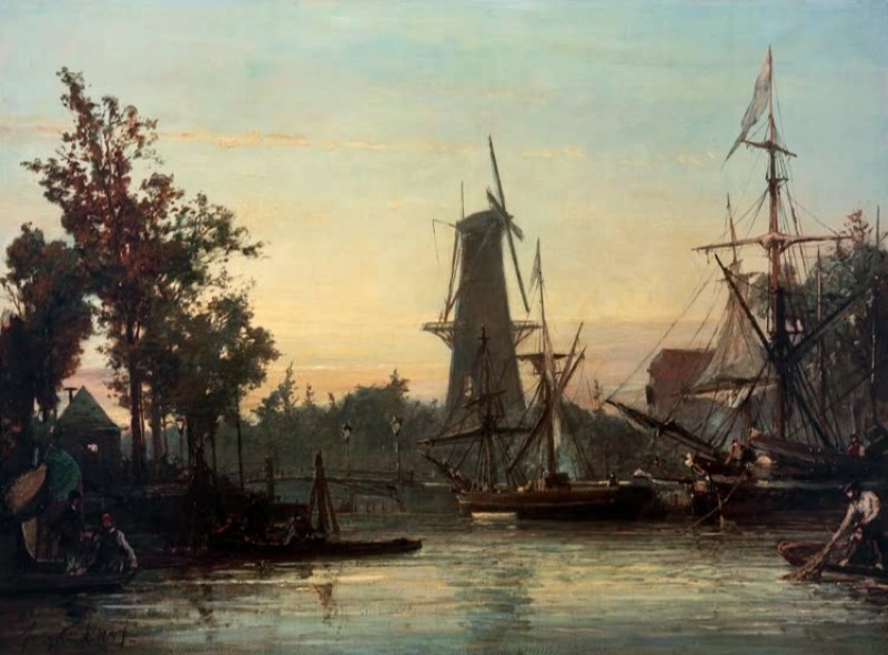 Binnenhafen von Rotterdam, 1857 | Jongkind | Giclée Leinwand-Kunstdruck