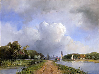 View of the Vliet near Delft, 1844 | Jongkind | Giclée Leinwand Kunstdruck