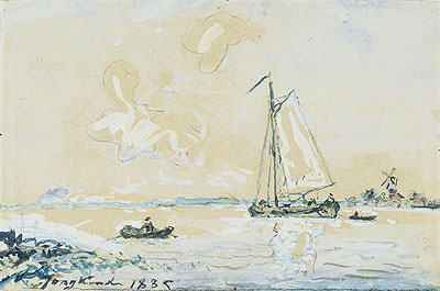 Boats on a River, 1885 | Jongkind | Giclée Papier-Kunstdruck