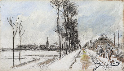 Road Leading into a Village, c.1855 | Jongkind | Giclée Paper Art Print