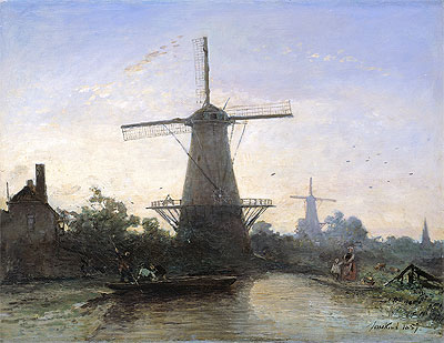 Jongkind | Mills at Rotterdam, 1857 | Giclée Canvas Print