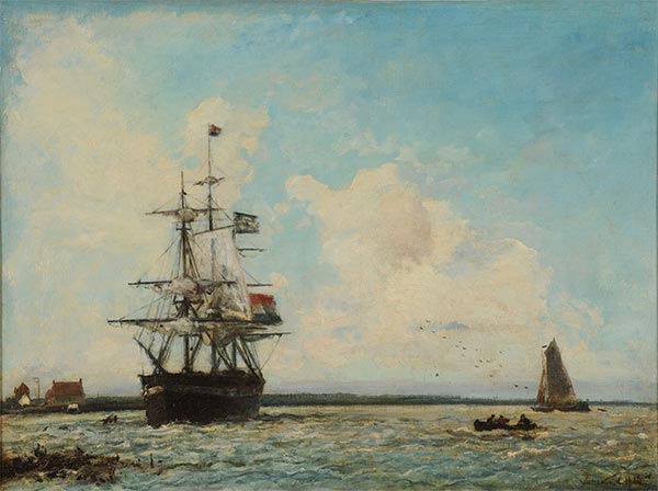 Marine. Der Große Kanal von Dordrecht, 1866 von Jongkind | Giclée Leinwand-Kunstdruck