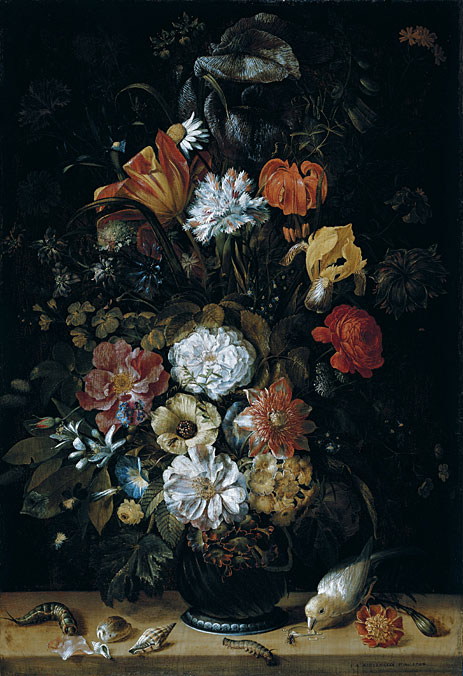 Bouquet of Flowers with Animals, 1704 | Johann Adalbert Angermeyer | Giclée Canvas Print