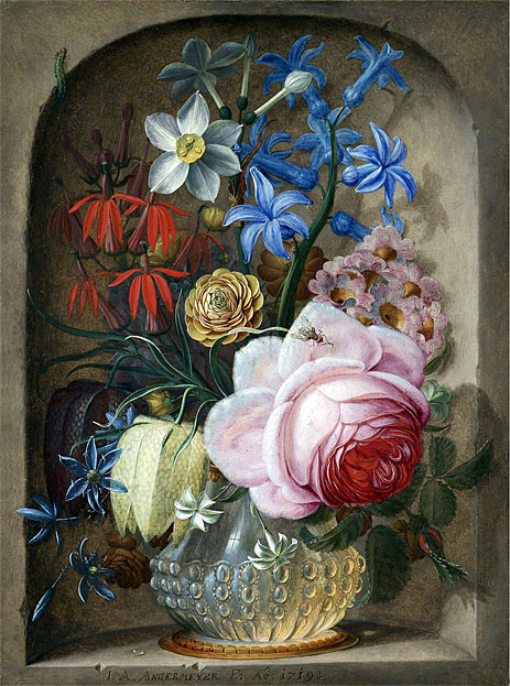 Flowers in a Vase in a Stone Niche, 1719 | Johann Adalbert Angermeyer | Giclée Canvas Print