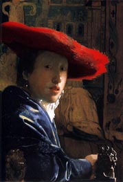 Mädchen mit rotem Hut | Vermeer | Gemälde Reproduktion