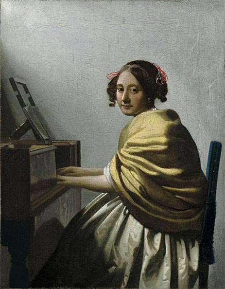 A Young Woman Seated at the Virginals, c.1670 | Vermeer | Giclée Canvas Print