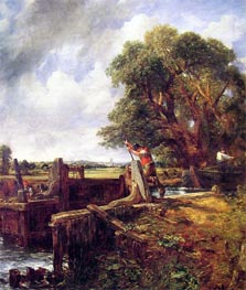 A Boat Passing a Lock, c.1823/25 by Constable | Canvas Print