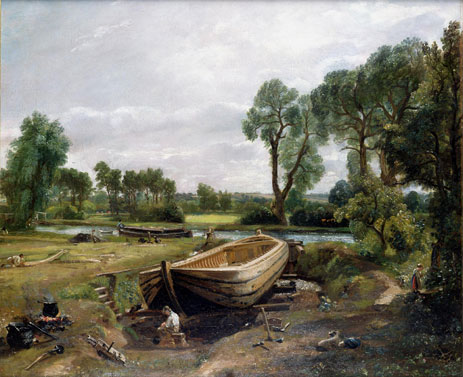 Bootsbau in der Nähe von Flatford Mill, 1815 | Constable | Giclée Leinwand Kunstdruck
