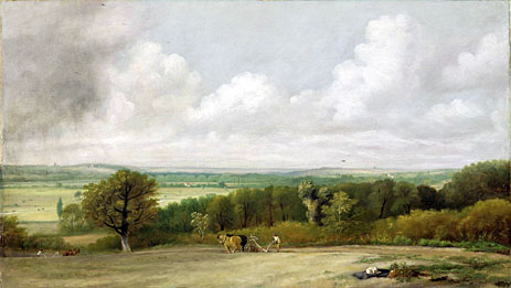 Landschaft, pflügende Szene in Suffolk (Ein Sommerland), c.1824 | Constable | Giclée Leinwand Kunstdruck