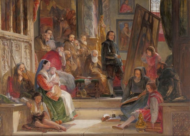 Murillo malt die Jungfrau im Franziskanerkloster in Sevilla, 1838 | John Frederick Lewis | Giclée Papier-Kunstdruck