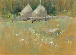 John Henry Twachtman | Haystacks at Edge of Woods | Giclée Canvas Print