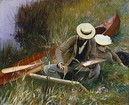 Paul Helleu Sketching with His Wife, 1889 by Sargent | Canvas Print