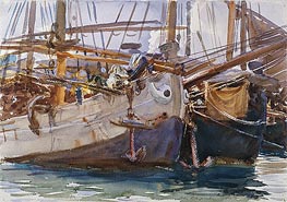 Boats, Venice, c.1908 von Sargent | Papier-Kunstdruck