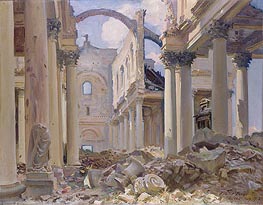 Ruined Cathedral, Arras, 1918 von Sargent | Leinwand Kunstdruck
