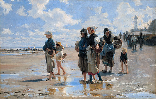 The Oyster Gatherers of Cancale, 1878 | Sargent | Giclée Leinwand Kunstdruck