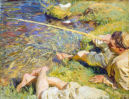 Sargent | Val d'Aosta: A Man Fishing, c.1907 | Giclée Canvas Print