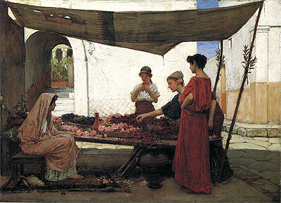 A Flower Stall (A Grecian Flower Market), 1880 | Waterhouse | Giclée Canvas Print