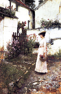 Blumen pflücken in einem Garten in Devonshire, c.1892/93 | Waterhouse
