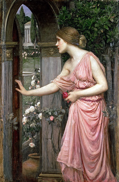 Psyche Öffnen der Tür in den Garten des Amors, 1904 | Waterhouse | Giclée Leinwand Kunstdruck