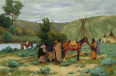 Setting up Camp, Little Big Horn, Montana, n.d. | Joseph Henry Sharp | Giclée Leinwand Kunstdruck