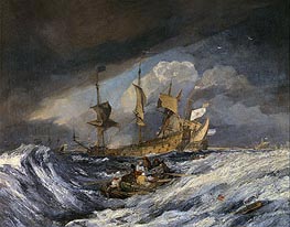 Boats Carrying Out Anchors to the Dutch Men of War | J. M. W. Turner | Painting Reproduction