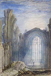 Melrose Abbey: Moonlight, 1822 von J. M. W. Turner | Papier-Kunstdruck