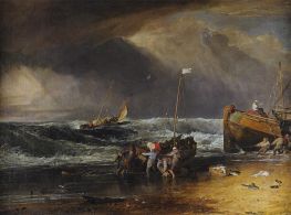 Küstenszene mit Fischern, die ein Boot an Land ziehen (Das Iveagh Seestück), c.1803/04 von J. M. W. Turner | Giclée Leinwand-Kunstdruck