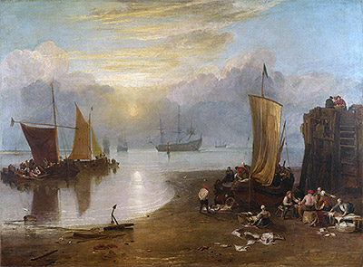 Sun Rising through Vapour: Fishermen Cleaning and Selling Fish, b.1807 | J. M. W. Turner | Giclée Leinwand Kunstdruck
