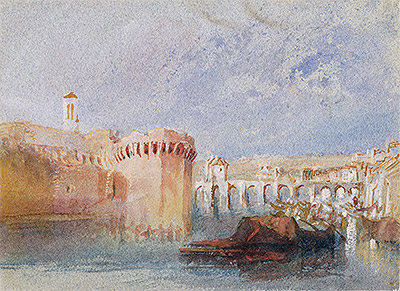 Angers: die Mauern von Doutre mit dem Turm der Kirche La Trinité, c.1826 | J. M. W. Turner