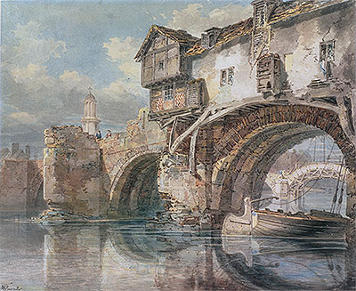 Old Welsh Bridge, Shrewsbury, 1794 | J. M. W. Turner | Giclée Papier-Kunstdruck