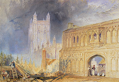 Malvern Abbey and Gate, Worcestershire, c.1830 | J. M. W. Turner | Giclée Papier-Kunstdruck