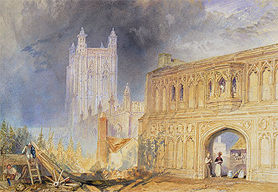 Malvern Abbey and Gate, Worcestershire, c.1830 | J. M. W. Turner