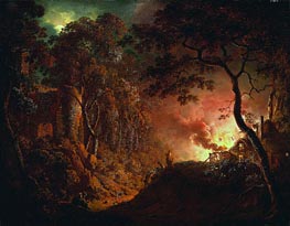 Hütte in Flammen | Wright of Derby | Gemälde Reproduktion