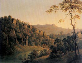 View in Matlock Dale looking South to Black Rock Escarpment, c.1780/85 von Wright of Derby | Leinwand Kunstdruck