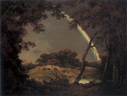 Landschaft mit Regenbogen, 1794 von Wright of Derby | Leinwand Kunstdruck