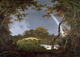 Landschaft mit Regenbogen, c.1793/94 von Wright of Derby | Leinwand Kunstdruck