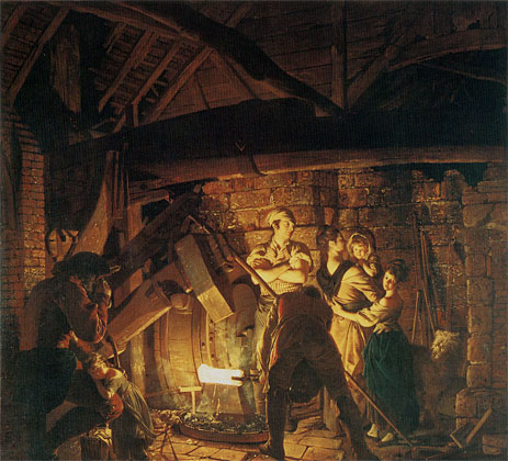 An Iron Forge, 1772 | Wright of Derby | Giclée Leinwand Kunstdruck
