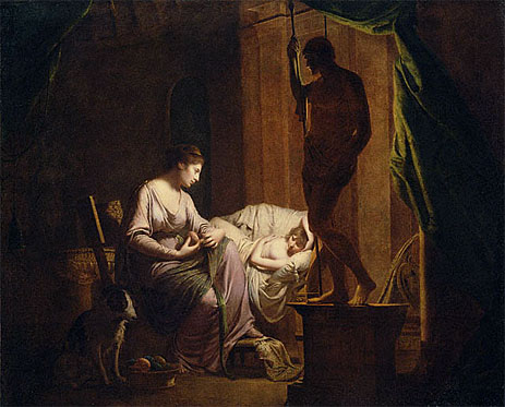 Penelope Unraveling Her Web by Lamp Light, 1785 | Wright of Derby | Giclée Leinwand Kunstdruck