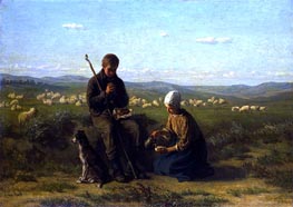 Die Hirten Gebet, 1864 von Jozef Israels | Leinwand Kunstdruck