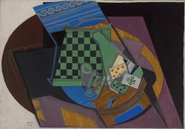 Schachbrett und Spielkarten, 1915 von Juan Gris | Kunstdruck