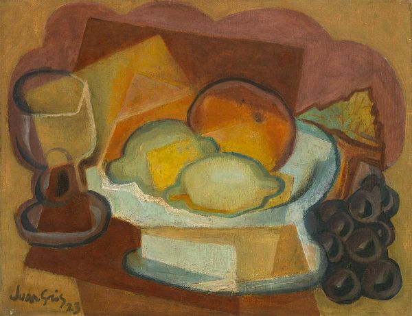 Juan Gris | Früchteschale und Glas (Stillleben mit Zitronen), 1923 | Giclée Leinwand Kunstdruck