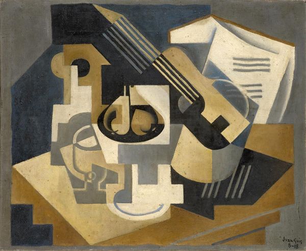 Juan Gris | Gitarre und Obstschale, 1918 | Giclée Leinwand Kunstdruck