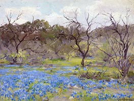 Early Spring, Bluebonnets and Mesquite, 1919 by Julian Onderdonk | Canvas Print